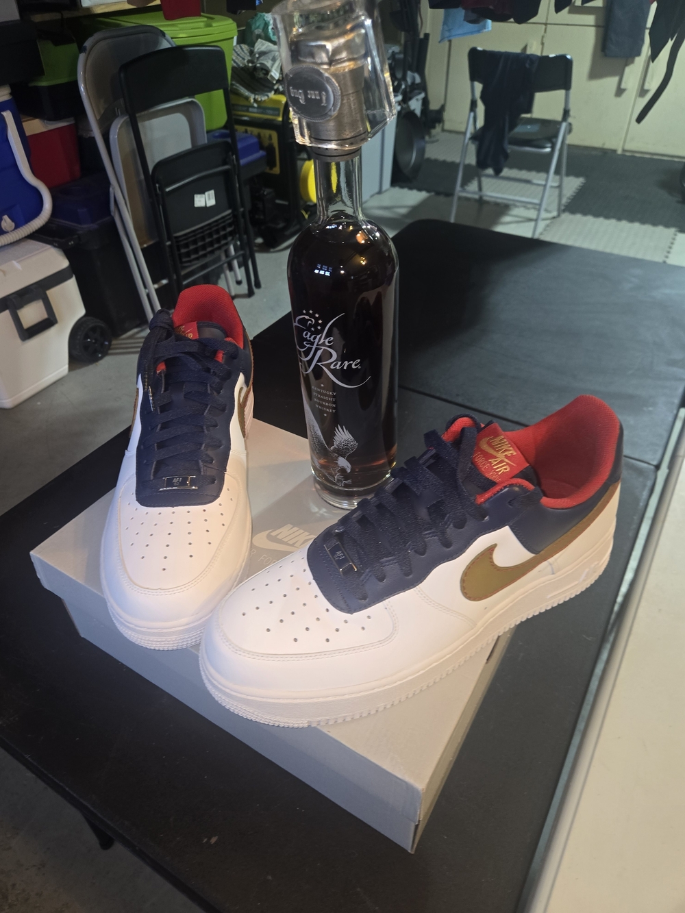 Nike Air Force 1 Low - White/Blue/Red with Gold Swoosh